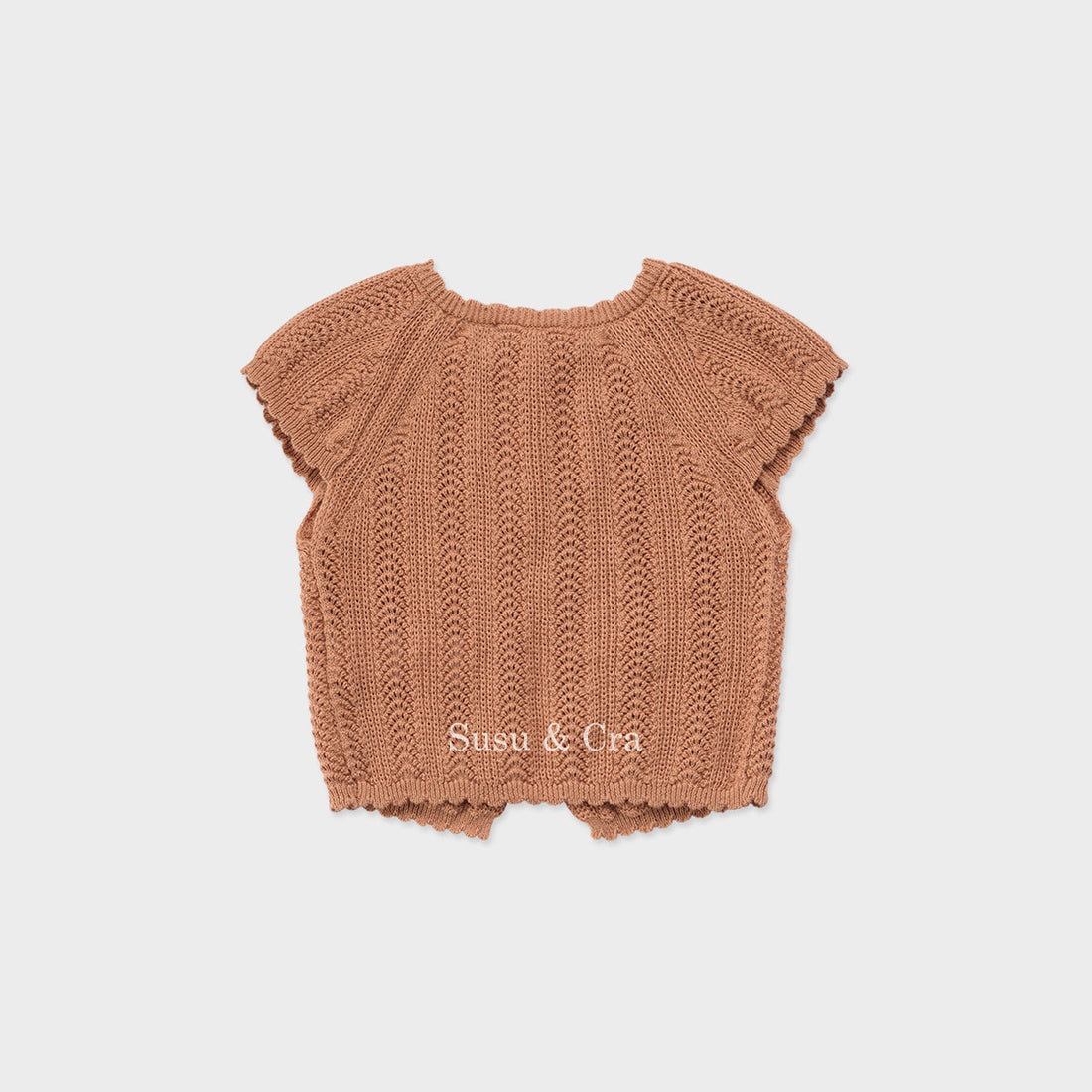 Susu and Cra knitwear Susu and Cra Mini Chloe jacquard Knit Vest - Pale Orange