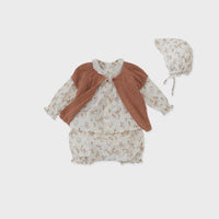 Susu and Cra knitwear Susu and Cra Mini Chloe jacquard Knit Vest - Pale Orange