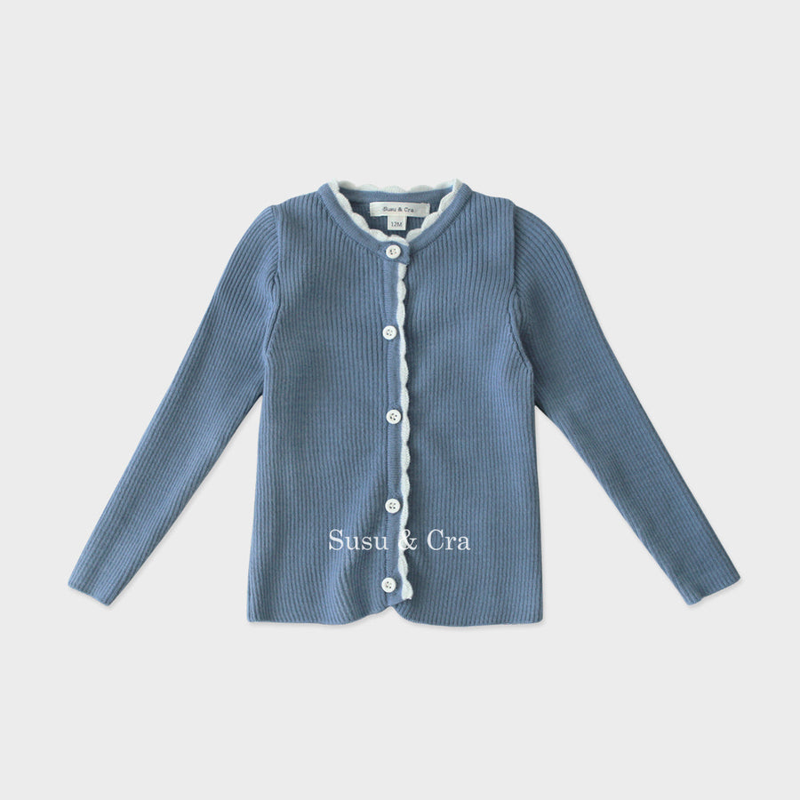 Susu and Cra knitwear Susu and Cra Mini Flash Knit Cardigan - Blue