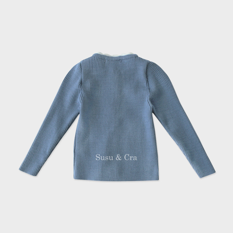 Susu and Cra knitwear Susu and Cra Mini Flash Knit Cardigan - Blue