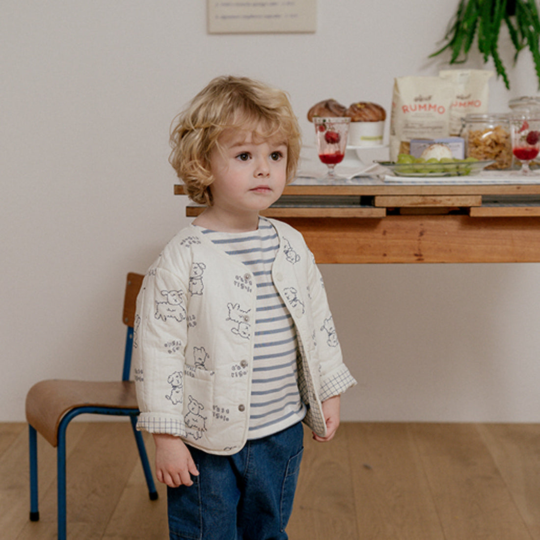 Susu and Cra Outerwear Susu and Cra Rigolo Reversible Padding Jumper - Blue