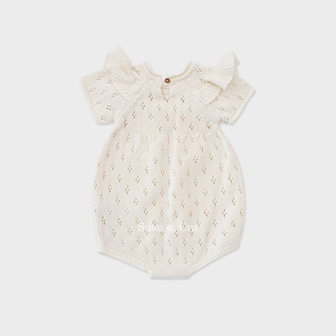 Susu and Cra rompers Susu and Cra Mini Adore Frill Knit Romper - Ivory