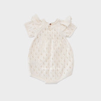 Susu and Cra rompers Susu and Cra Mini Adore Frill Knit Romper - Ivory