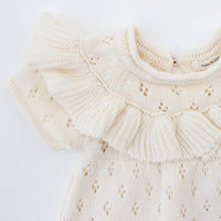 Susu and Cra rompers Susu and Cra Mini Adore Frill Knit Romper - Ivory