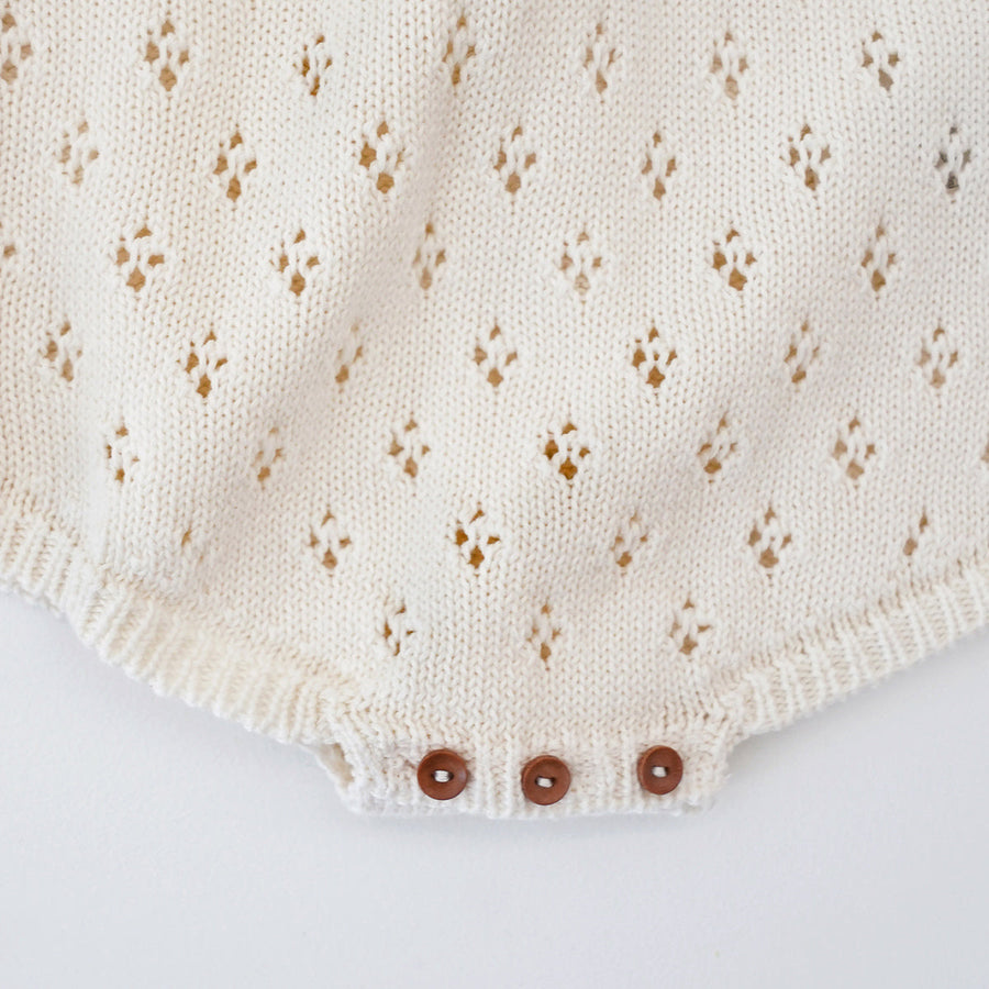 Susu and Cra rompers Susu and Cra Mini Adore Frill Knit Romper - Ivory