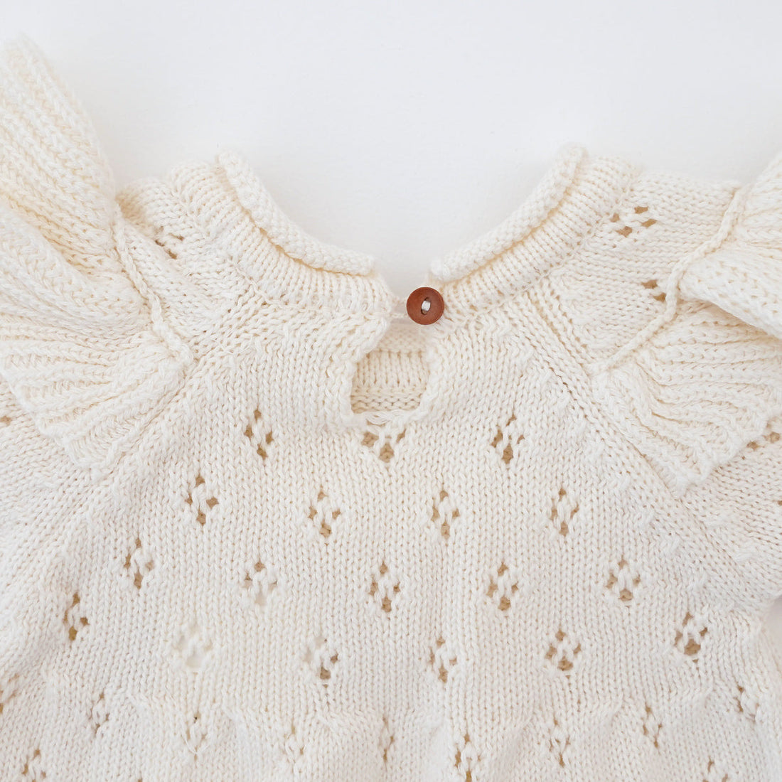 Susu and Cra rompers Susu and Cra Mini Adore Frill Knit Romper - Ivory