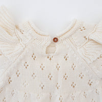 Susu and Cra rompers Susu and Cra Mini Adore Frill Knit Romper - Ivory