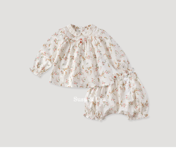 Susu and Cra sets Susu and Cra Mini Linnea Top and Bottom Clothes - Cream