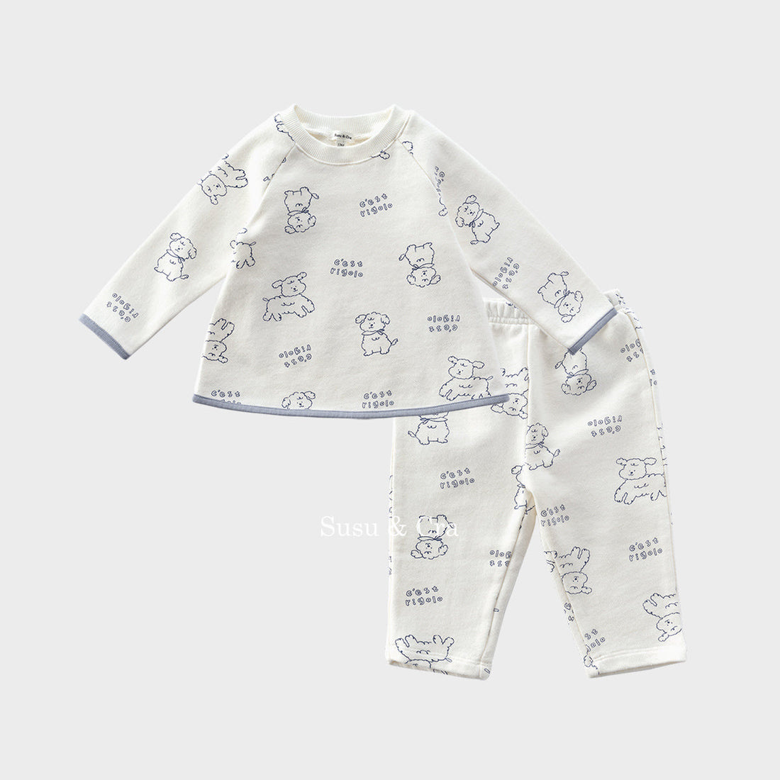 Susu and Cra sets Susu and Cra Mini Rigolo Play Top and Bottom Clothes - White