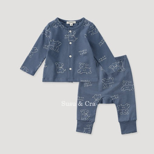 Susu and Cra sets Susu and Cra Mini Rigolo Top and Bottom Clothes - Blue