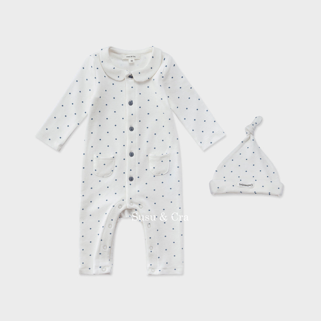Susu and Cra sets Susu and Cra Mini Sewell Dot Romper Set - White