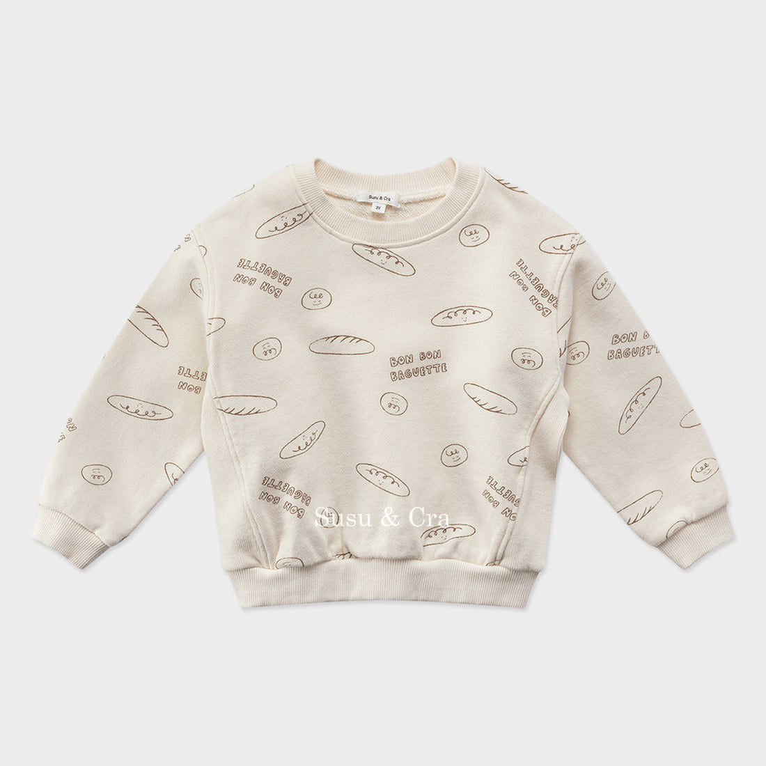 Susu and Cra sweatshirts Susu and Cra Baguette Play Sweatshirt - Cream