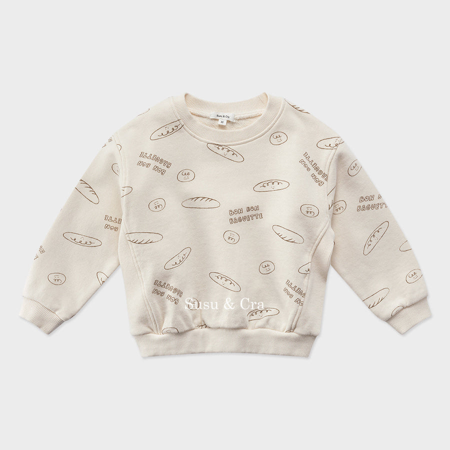 Susu and Cra sweatshirts Susu and Cra Baguette Play Sweatshirt - Cream