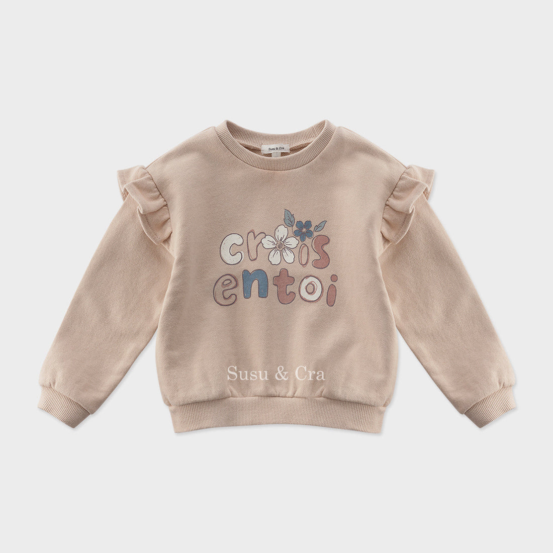 Susu and Cra sweatshirts Susu and Cra Maybell Frill Sweatshirt - Pink Beige