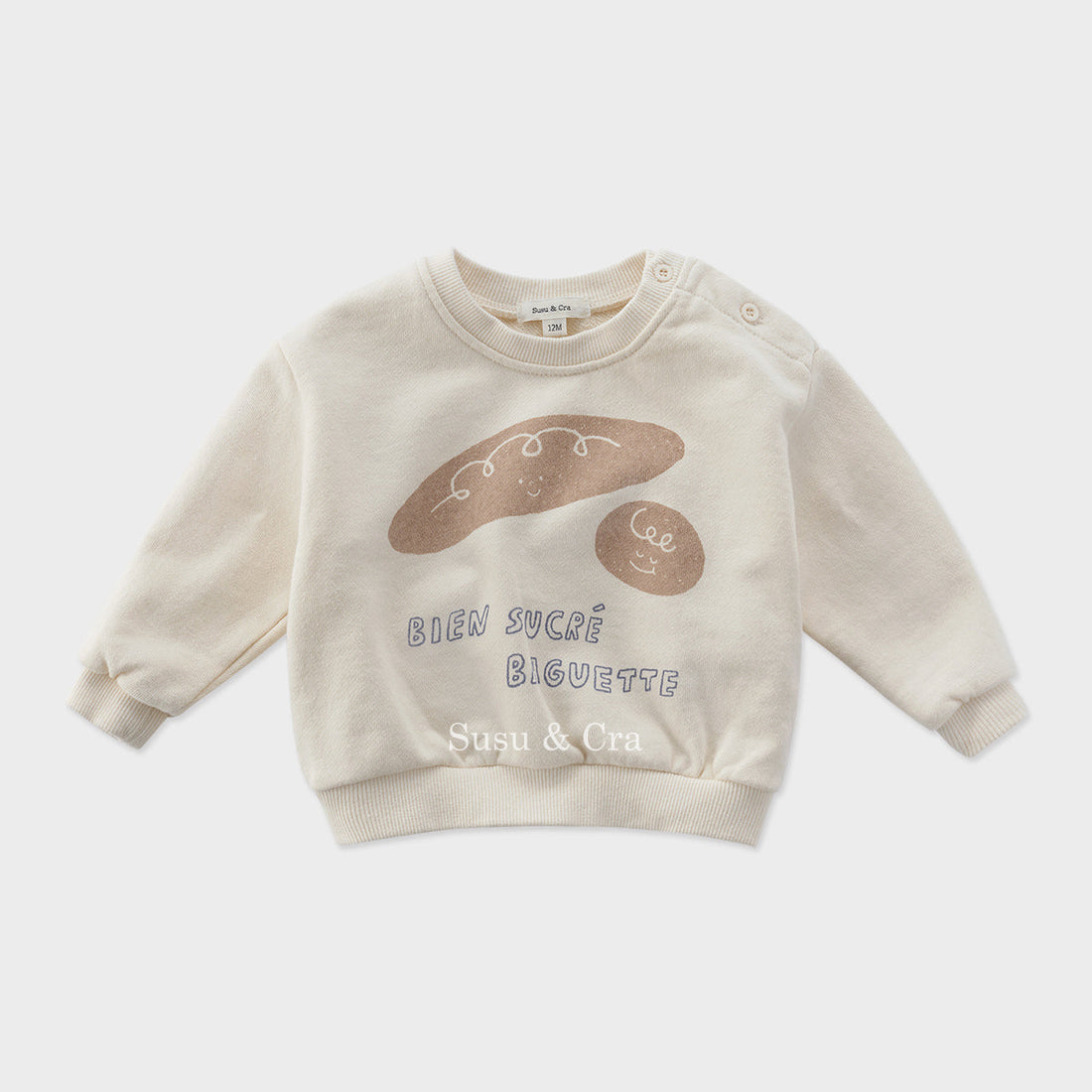 Susu and Cra sweatshirts Susu and Cra Mini Baguette Sweatshirt - Cream