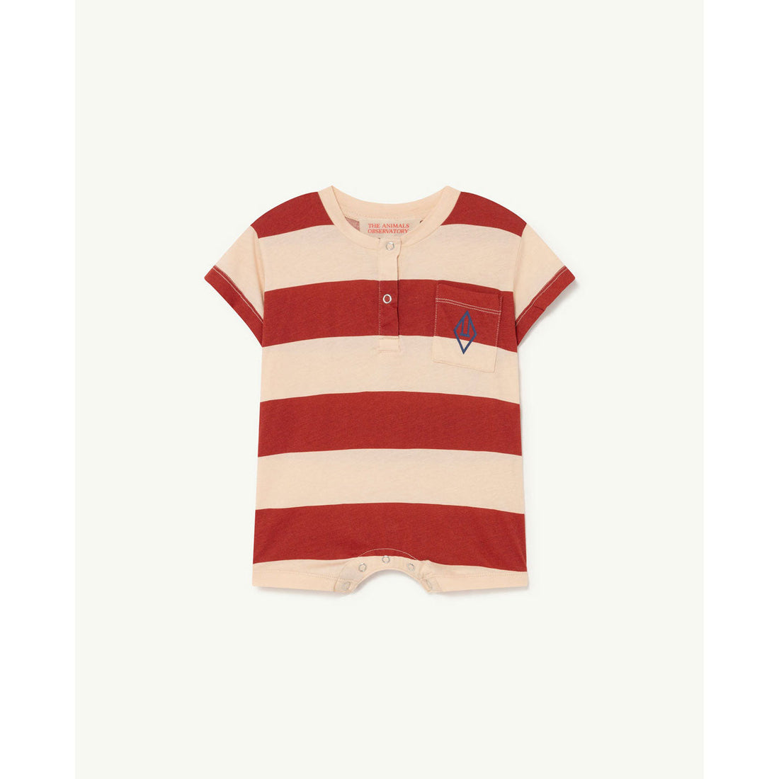 The Animals Observatory rompers The Animals Observatory Rabbit Baby Jumpsuit - Maroon Stripe