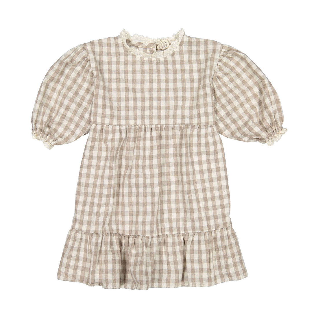 THE BEIGE dresses The Beige Beige Check Lace Dress