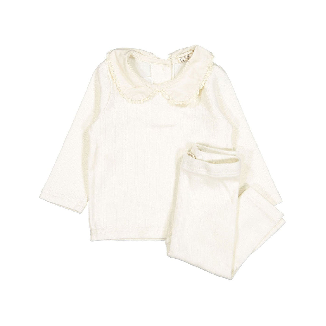 THE BEIGE sets The Beige Cream Eyelet Top Bottom Set