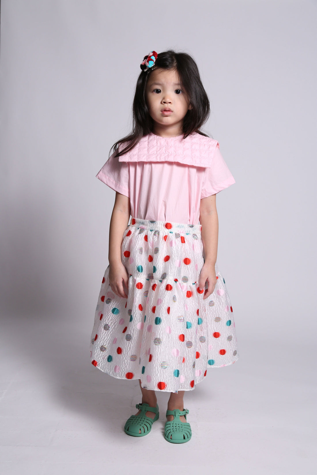 Tia Cibani bottoms Tia Cibani Coral Mix Adelia Flounce Midi Skirt
