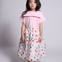 Tia Cibani bottoms Tia Cibani Coral Mix Adelia Flounce Midi Skirt