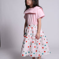 Tia Cibani bottoms Tia Cibani Coral Mix Adelia Flounce Midi Skirt