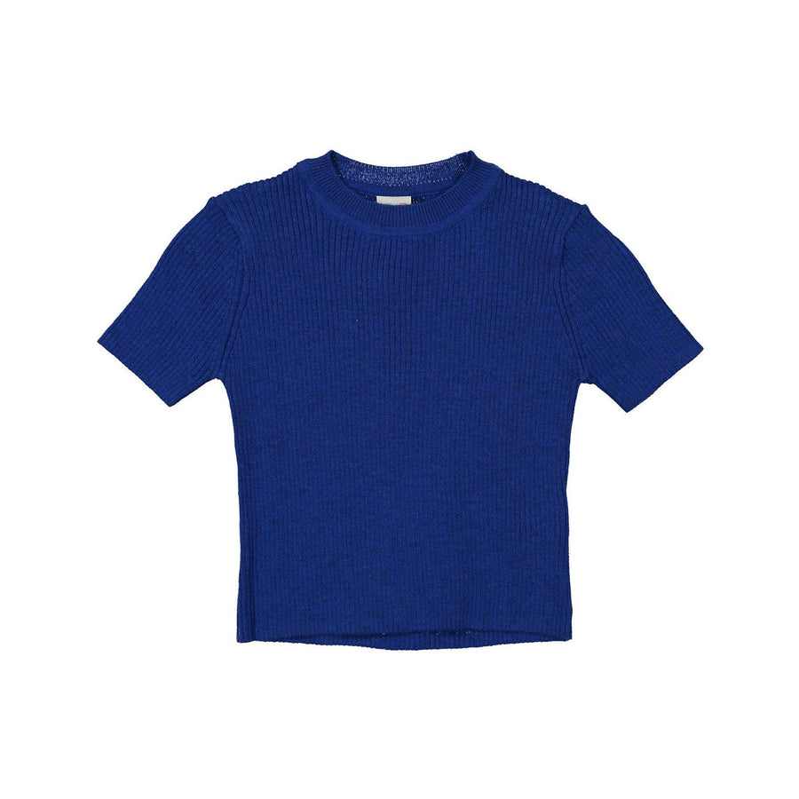 Tia Cibani knitwear Tia Cibani Cobalt Short Sleeve Ribbed Baby Sweater