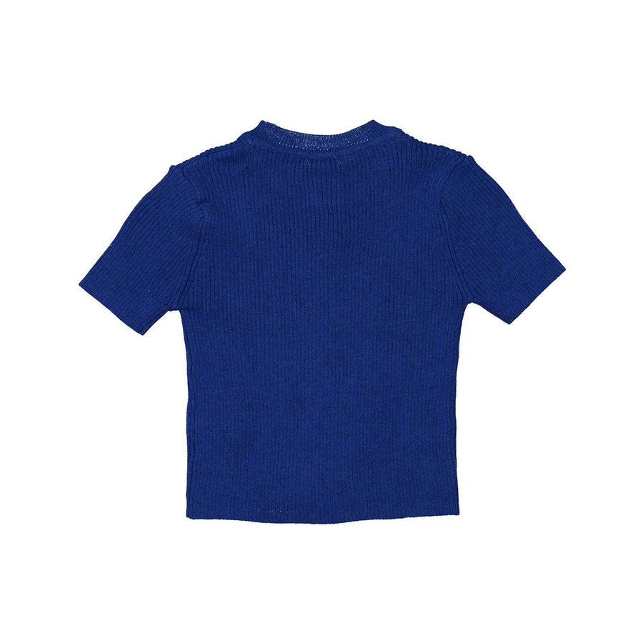 Tia Cibani knitwear Tia Cibani Cobalt Short Sleeve Ribbed Baby Sweater