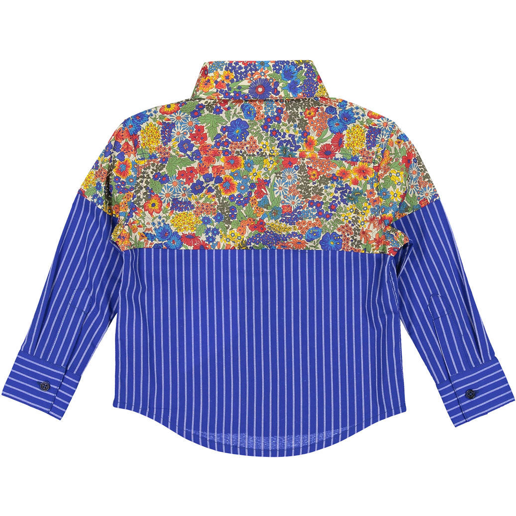 Tia Cibani shirts Tia Cibani Azul Jardin Mix Patchwork Classic Buttondown
