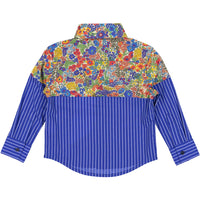 Tia Cibani shirts Tia Cibani Azul Jardin Mix Patchwork Classic Buttondown