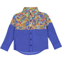 Tia Cibani shirts Tia Cibani Azul Jardin Mix Patchwork Classic Buttondown