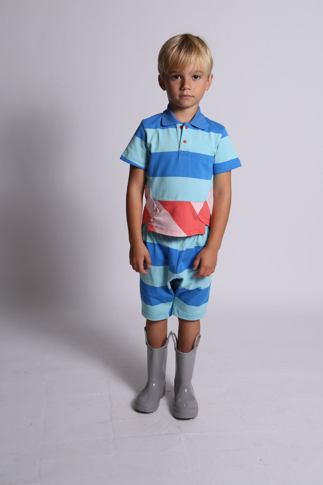 Tia Cibani shirts Tia Cibani Marine Mix Amos Skewed Hem Polo