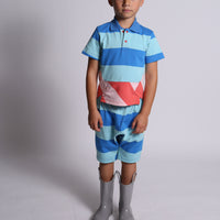 Tia Cibani shirts Tia Cibani Marine Mix Amos Skewed Hem Polo