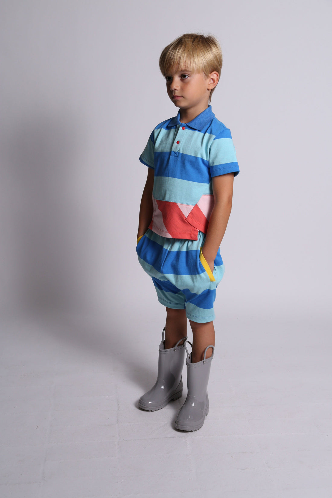 Tia Cibani shirts Tia Cibani Marine Mix Amos Skewed Hem Polo