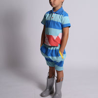 Tia Cibani shirts Tia Cibani Marine Mix Amos Skewed Hem Polo
