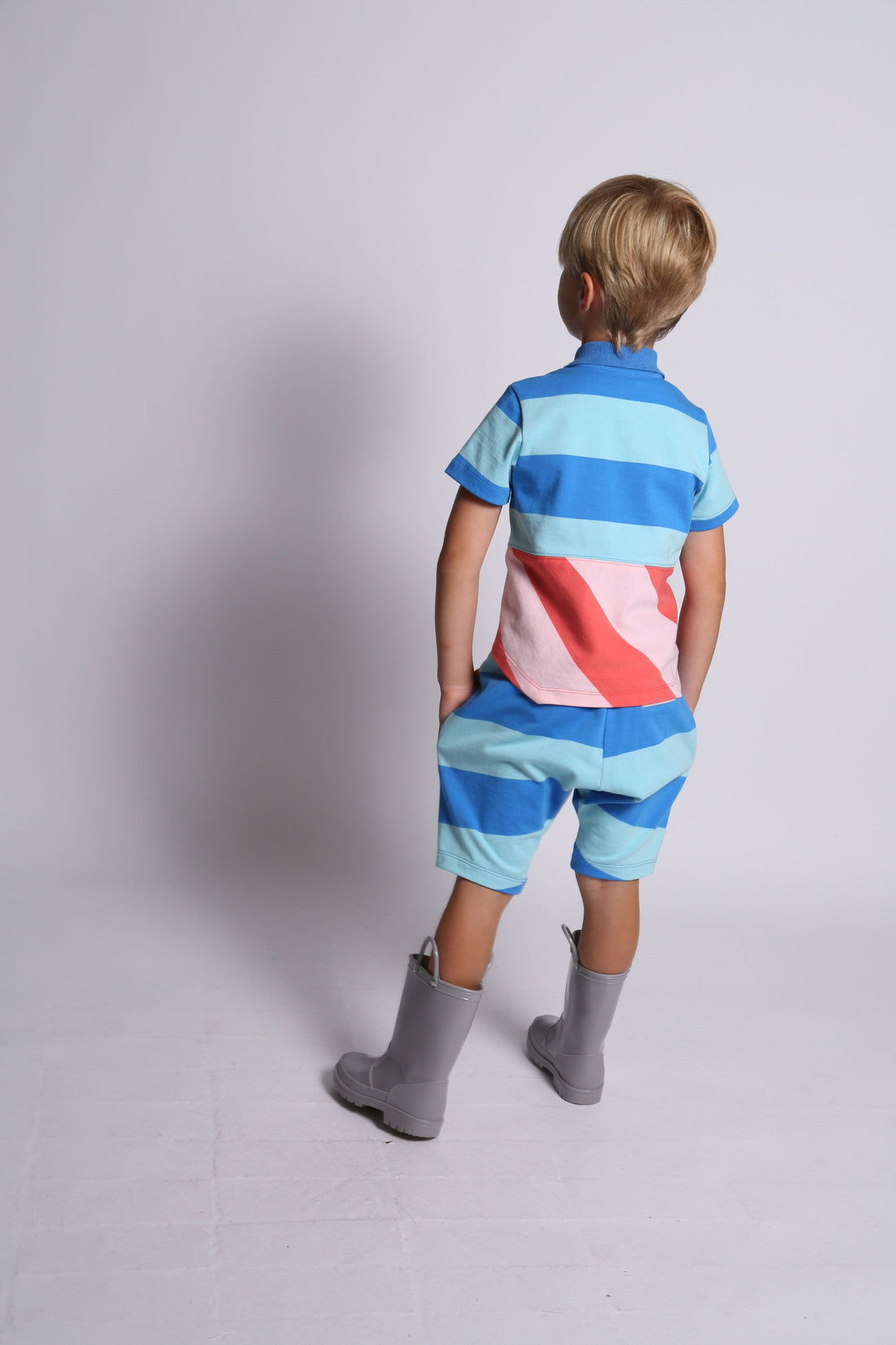 Tia Cibani shirts Tia Cibani Marine Mix Amos Skewed Hem Polo