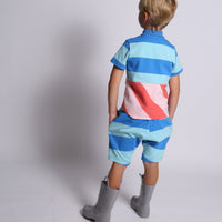 Tia Cibani shirts Tia Cibani Marine Mix Amos Skewed Hem Polo