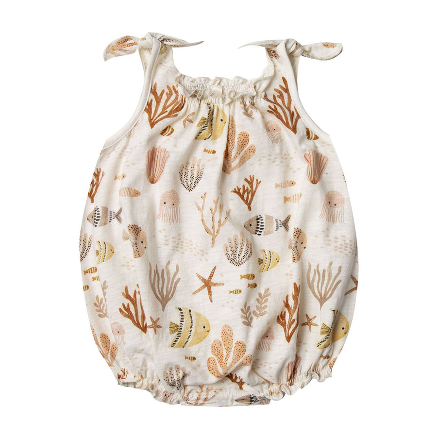 Rylee and Cru Ivory Sea Life Shoulder Tie Onesie