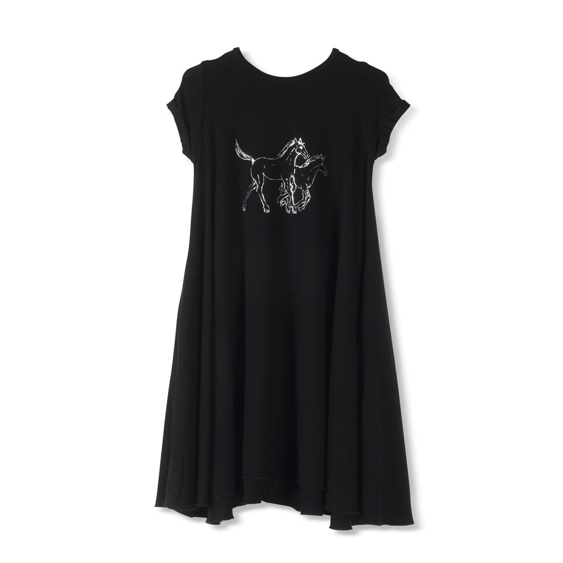 Tinono dresses Tinono Black Horse Print Tee Dress