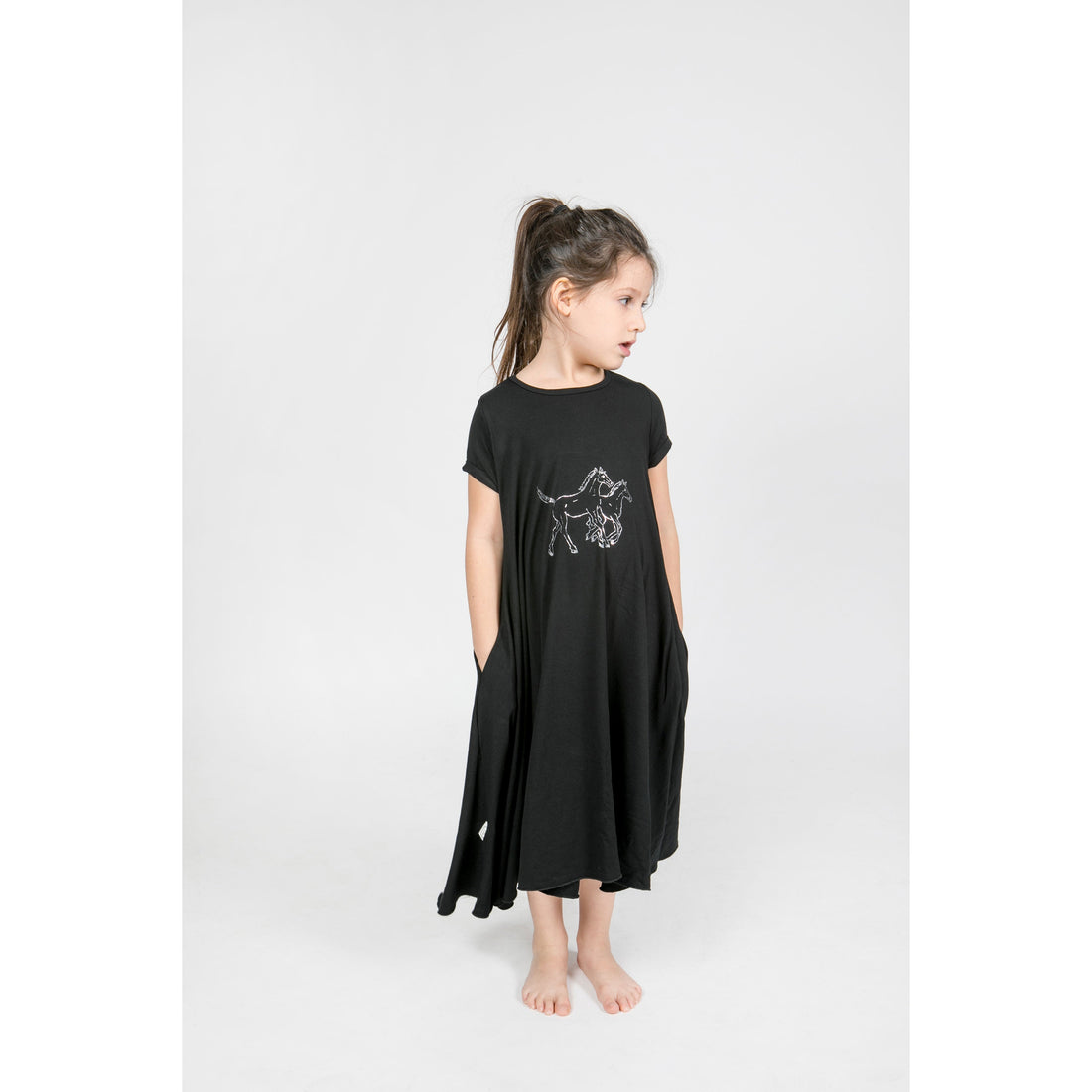 Tinono dresses Tinono Black Horse Print Tee Dress