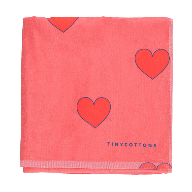 Tiny Cottons accessories OS Tiny Cottons Light Red/Red Hearts Towel