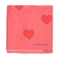Tiny Cottons accessories OS Tiny Cottons Light Red/Red Hearts Towel