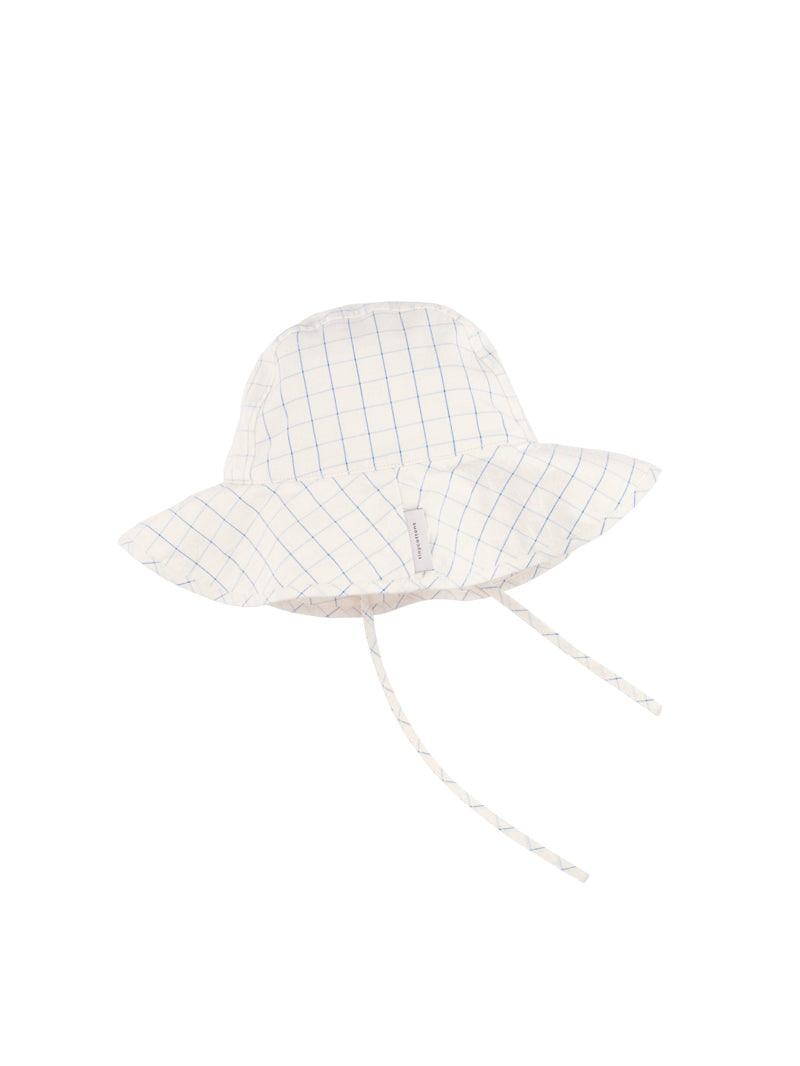 Tiny Cottons accessories Tiny Cottons Cerulean Grid Woven Sunhat