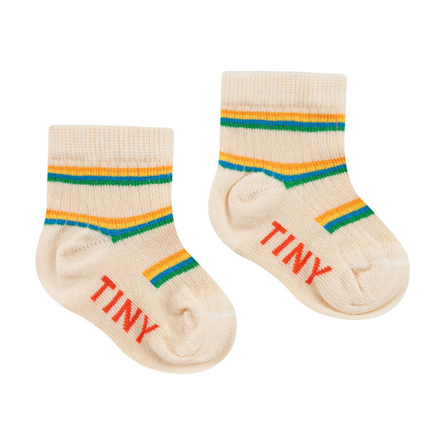 Tiny Cottons accessories Tiny Cottons Light Cream Multicolor Stripes Quarter Socks