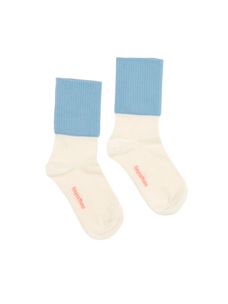 Tiny Cottons accessories Tiny Cottons Off White/Cerulean Rib Mid Socks