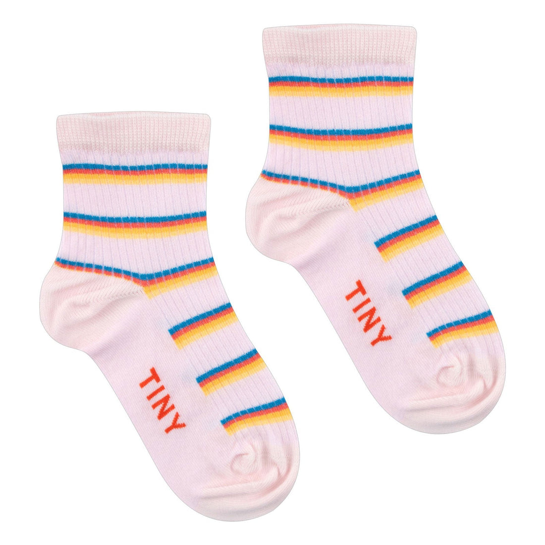 Tiny Cottons accessories Tiny Cottons Pastel Pink Multicolor Stripes Quarter Socks