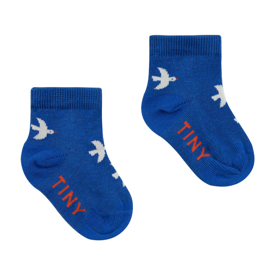 Tiny Cottons accessories Tiny Cottons Ultramarine/Light Cream Santorini Birds Quarter Socks