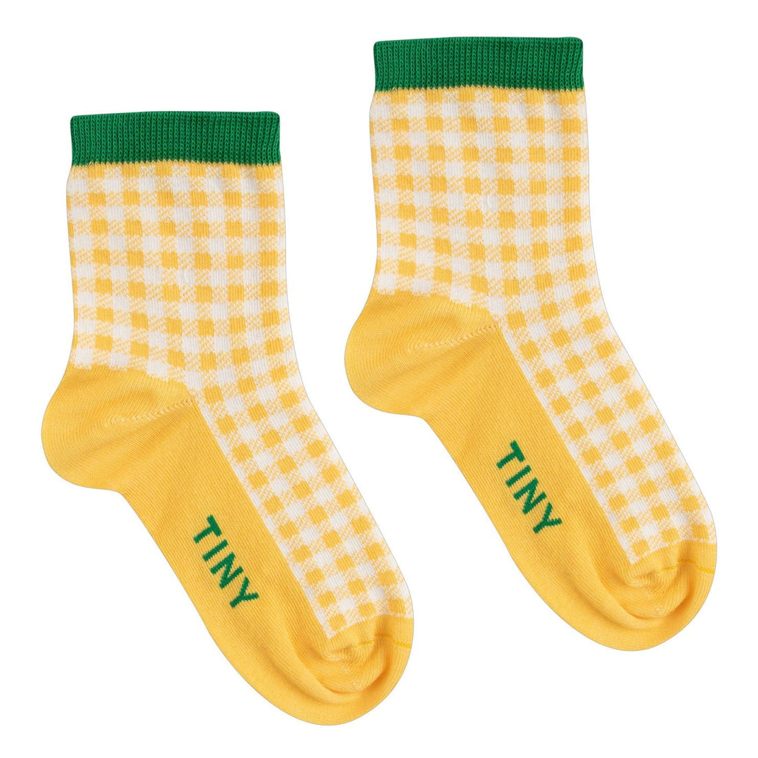 Tiny Cottons accessories Tiny Cottons Yellow/Off-White Check Quarter Socks