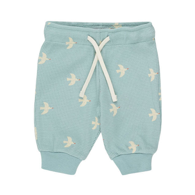 Tiny Cottons bottoms Tiny Cottons Cadet Blue/Light Cream Birds Baby Sweatpant