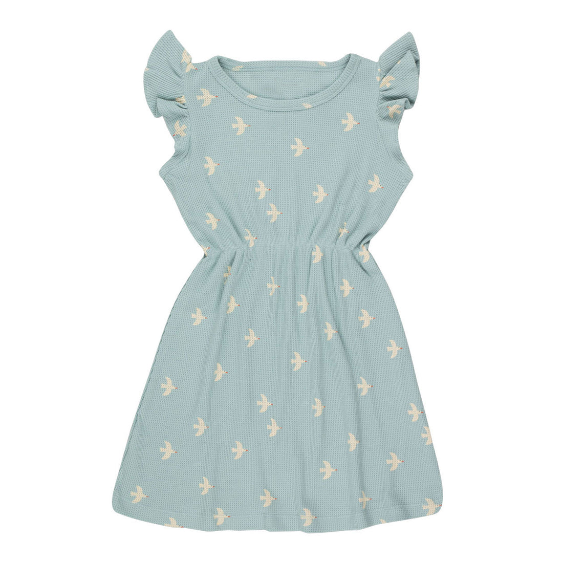Tiny Cottons dresses Tiny Cottons Cadet Blue/Light Cream Birds Dress