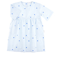 Tiny Cottons dresses Tiny Cottons Light Blue Square Dots Woven Belled Dress